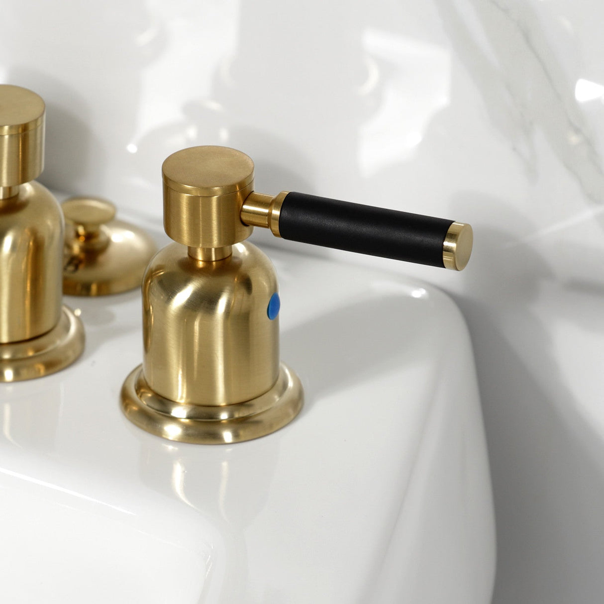 Kaiser KB6327DKL Three-Handle Vertical Spray Bidet Faucet with Brass Pop-Up, Brushed Brass