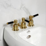 Kaiser KB6327DKL Three-Handle Vertical Spray Bidet Faucet with Brass Pop-Up, Brushed Brass