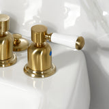 Paris KB6327DPL Three-Handle Vertical Spray Bidet Faucet with Brass Pop-Up, Brushed Brass