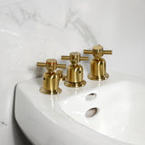 Concord KB6327DX Three-Handle Vertical Spray Bidet Faucet with Brass Pop-Up, Brushed Brass