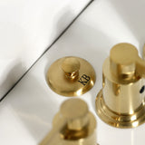 NuvoFusion KB6327NDL Three-Handle Vertical Spray Bidet Faucet with Brass Pop-Up, Brushed Brass