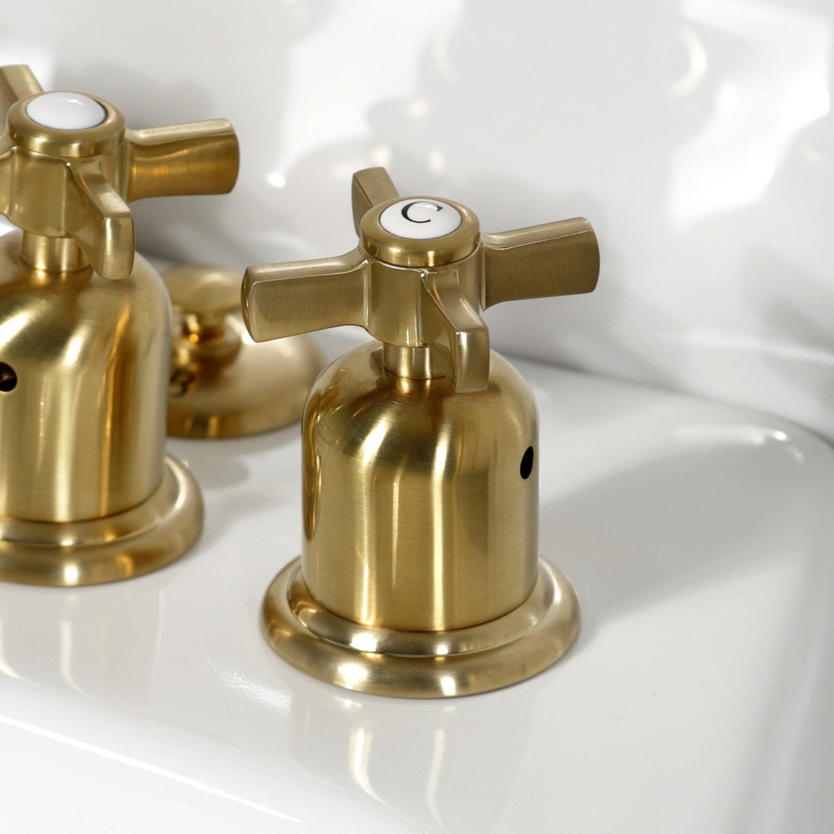 Millennium KB6327ZX Three-Handle Vertical Spray Bidet Faucet with Brass Pop-Up, Brushed Brass