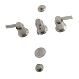 NuvoFusion KB6328NDL Three-Handle Vertical Spray Bidet Faucet with Brass Pop-Up, Brushed Nickel