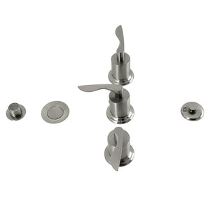Serena KB6328SVL Three-Handle Vertical Spray Bidet Faucet with Brass Pop-Up, Brushed Nickel