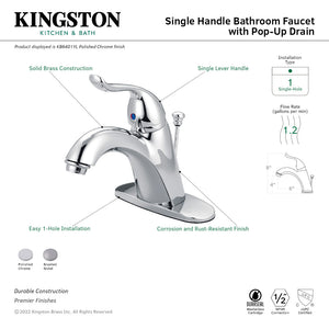 Yosemite KB6408YL Single-Handle 1-Hole Deck Mount Bathroom Faucet with Plastic Pop-Up, Brushed Nickel
