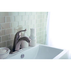 Yosemite KB6408YL Single-Handle 1-Hole Deck Mount Bathroom Faucet with Plastic Pop-Up, Brushed Nickel