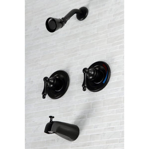Vintage KB660AL Two-Handle 4-Hole Wall Mount Tub and Shower Faucet, Matte Black