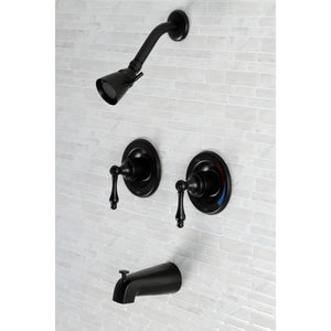 Vintage KB660AL Two-Handle 4-Hole Wall Mount Tub and Shower Faucet, Matte Black