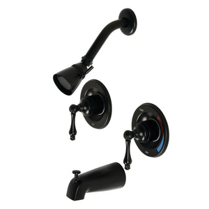 Vintage KB660AL Two-Handle 4-Hole Wall Mount Tub and Shower Faucet, Matte Black