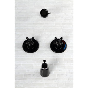 Vintage KB660AX Two-Handle 4-Hole Wall Mount Tub and Shower Faucet, Matte Black
