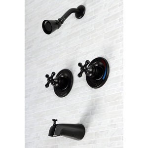 Vintage KB660AX Two-Handle 4-Hole Wall Mount Tub and Shower Faucet, Matte Black