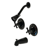 Vintage KB660AX Two-Handle 4-Hole Wall Mount Tub and Shower Faucet, Matte Black