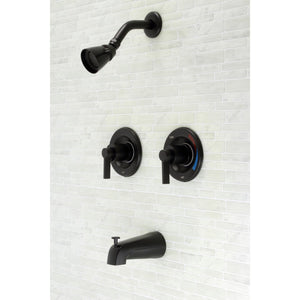 NuvoFusion KB660NDL Two-Handle Wall Mount Tub and Shower Faucet, Matte Black
