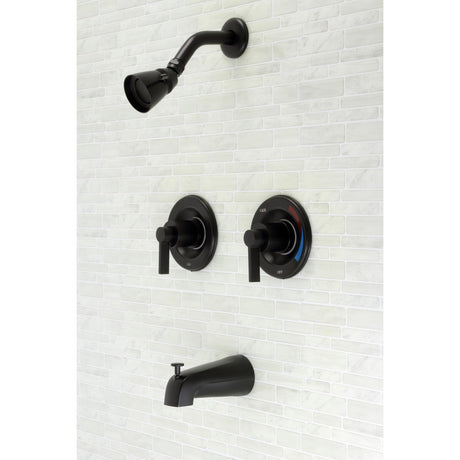 NuvoFusion KB660NDL Two-Handle Wall Mount Tub and Shower Faucet, Matte Black