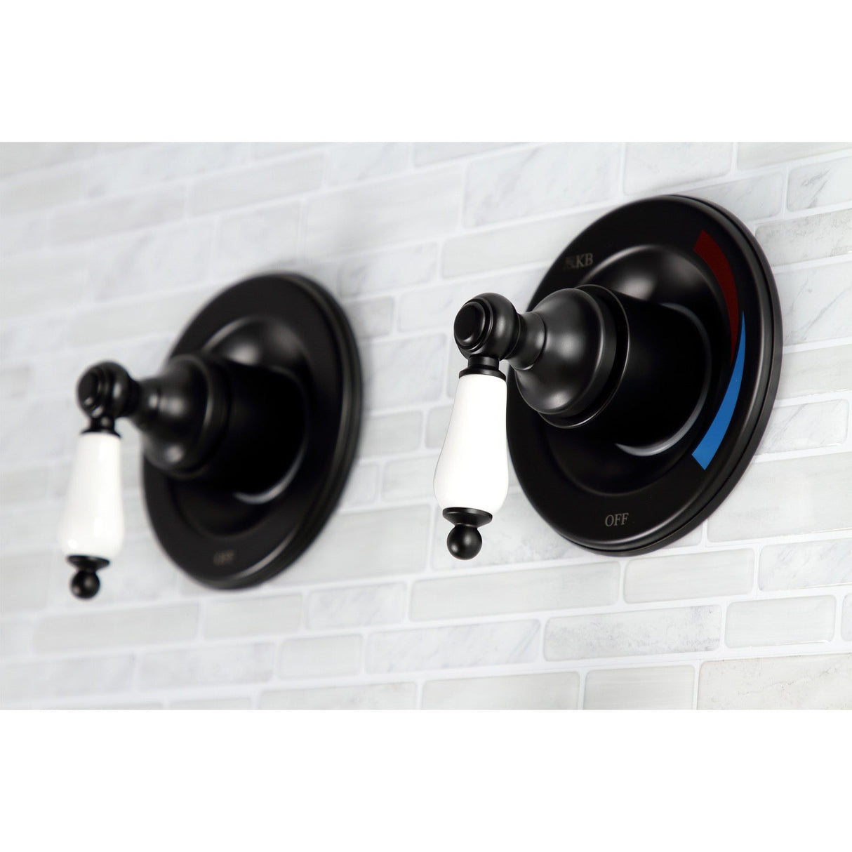 Vintage KB660PL Two-Handle 4-Hole Wall Mount Tub and Shower Faucet, Matte Black