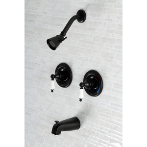 Vintage KB660PL Two-Handle 4-Hole Wall Mount Tub and Shower Faucet, Matte Black