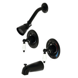 Vintage KB660PL Two-Handle 4-Hole Wall Mount Tub and Shower Faucet, Matte Black