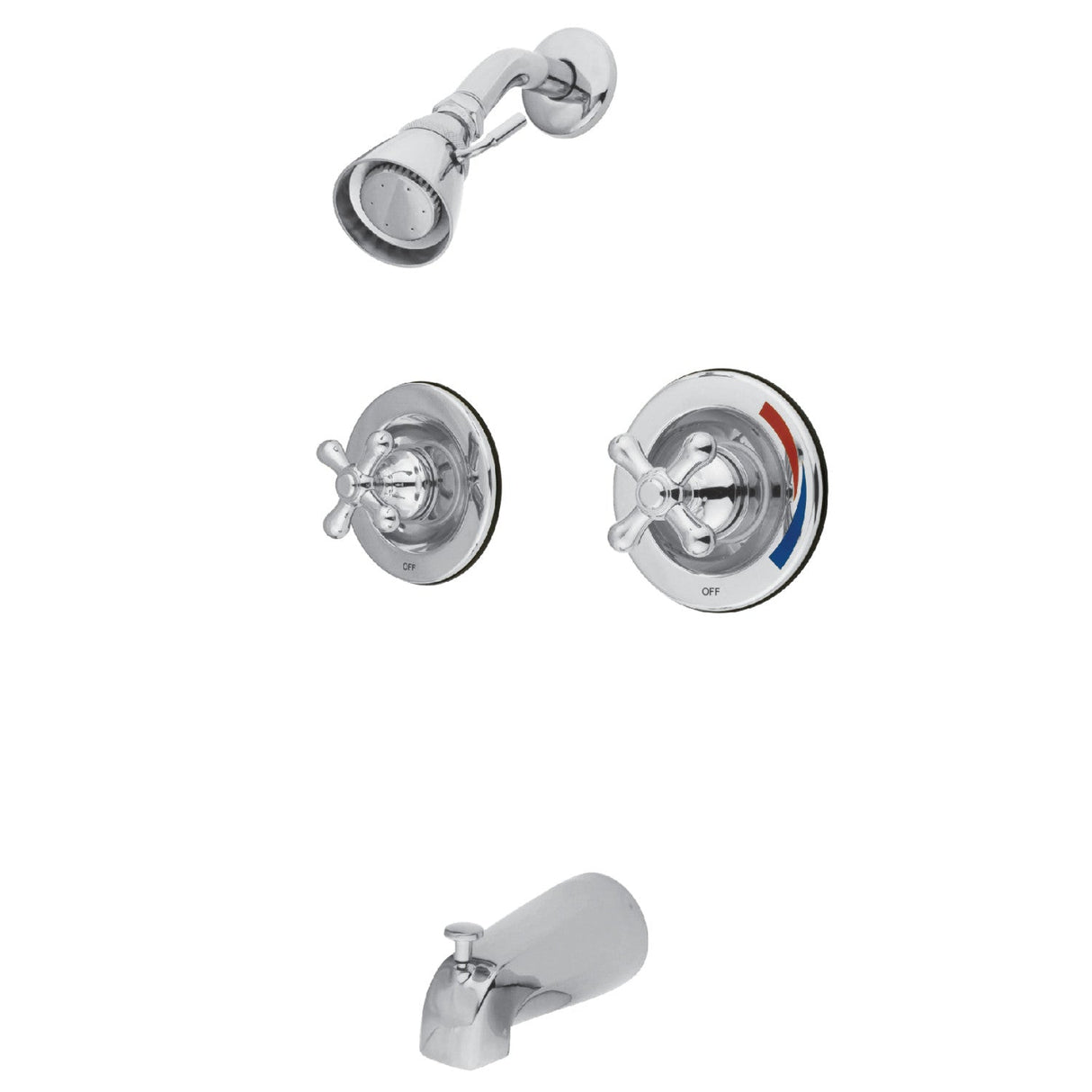 Vintage KB661AX Two-Handle 4-Hole Wall Mount Tub and Shower Faucet, Polished Chrome