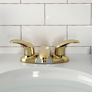 Legacy KB6622LL Two-Handle 3-Hole Deck Mount 4" Centerset Bathroom Faucet with Plastic Pop-Up, Polished Brass