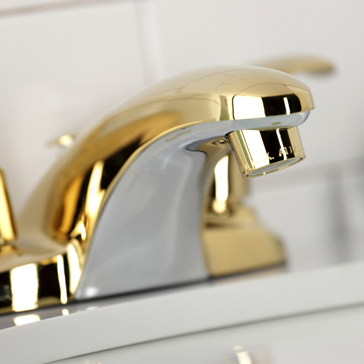 Legacy KB6622LL Two-Handle 3-Hole Deck Mount 4" Centerset Bathroom Faucet with Plastic Pop-Up, Polished Brass