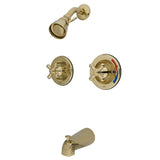 Vintage KB662AX Two-Handle 4-Hole Wall Mount Tub and Shower Faucet, Polished Brass