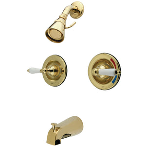 Vintage KB662PL Two-Handle 4-Hole Wall Mount Tub and Shower Faucet, Polished Brass