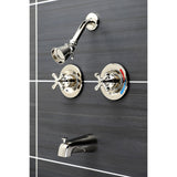 Vintage KB666AX Two-Handle 4-Hole Wall Mount Tub and Shower Faucet, Polished Nickel