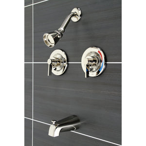 NuvoFusion KB666NDL Two-Handle Wall Mount Tub and Shower Faucet, Polished Nickel