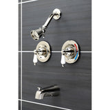 Vintage KB666PL Two-Handle 4-Hole Wall Mount Tub and Shower Faucet, Polished Nickel