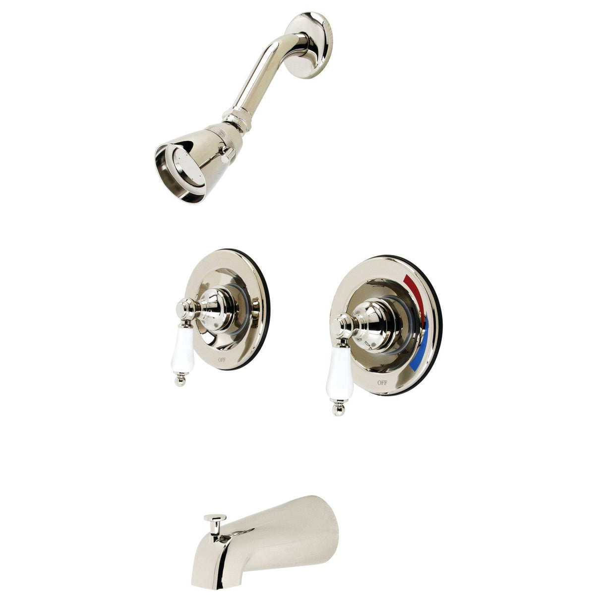 Vintage KB666PL Two-Handle 4-Hole Wall Mount Tub and Shower Faucet, Polished Nickel