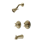 Vintage KB667AX Two-Handle 4-Hole Wall Mount Tub and Shower Faucet, Brushed Brass