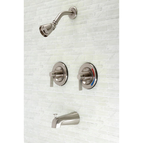NuvoFusion KB668NDL Two-Handle Wall Mount Tub and Shower Faucet, Brushed Nickel