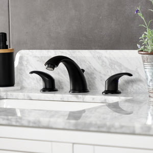 Legacy KB6960LL Two-Handle 3-Hole Deck Mount Widespread Bathroom Faucet with Plastic Pop-Up, Matte Black