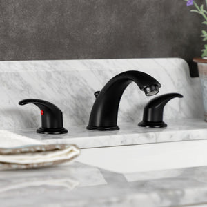 Legacy KB6960LL Two-Handle 3-Hole Deck Mount Widespread Bathroom Faucet with Plastic Pop-Up, Matte Black