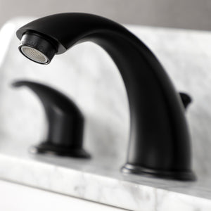 Legacy KB6960LL Two-Handle 3-Hole Deck Mount Widespread Bathroom Faucet with Plastic Pop-Up, Matte Black