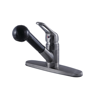 Wyndham KB7000SP Single-Handle 1-or-3 Hole Deck Mount Pull-Out Sprayer Kitchen Faucet, Black Stainless