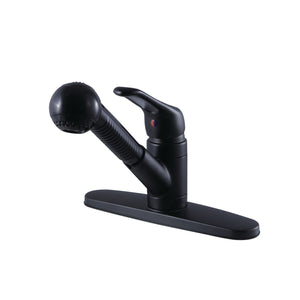 Wyndham KB700SP Single-Handle 1-or-3 Hole Deck Mount Pull-Out Sprayer Kitchen Faucet, Matte Black