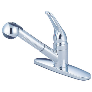 Wyndham KB701SP Single-Handle 1-or-3 Hole Deck Mount Pull-Out Sprayer Kitchen Faucet, Polished Chrome