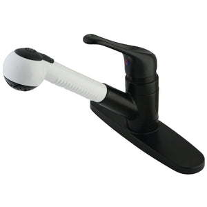 Wyndham KB705 Single-Handle 1-or-3 Hole Deck Mount Pull-Out Sprayer Kitchen Faucet, Oil Rubbed Bronze