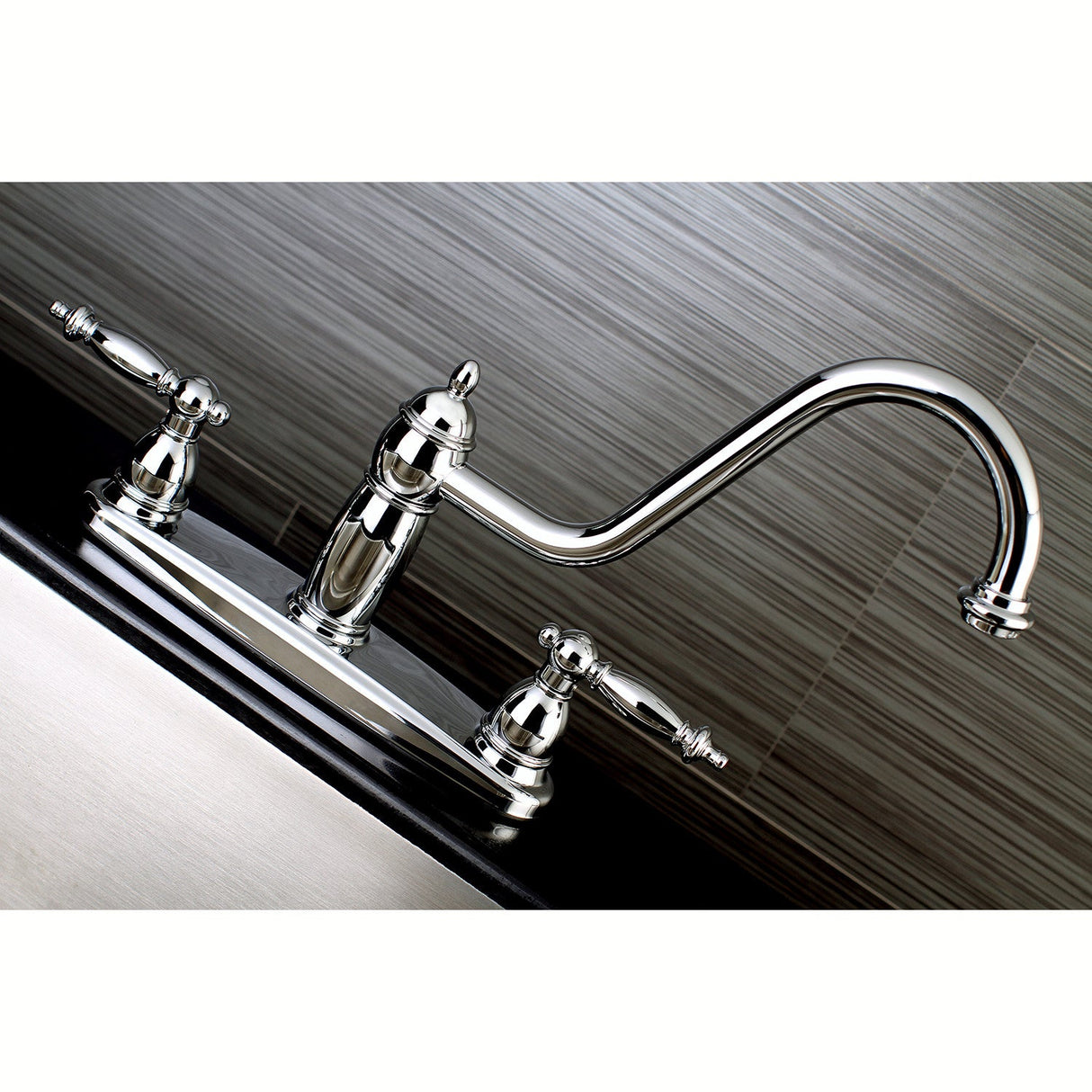 Templeton KB7111TLLS Two-Handle 2-Hole Deck Mount 8" Centerset Kitchen Faucet, Polished Chrome