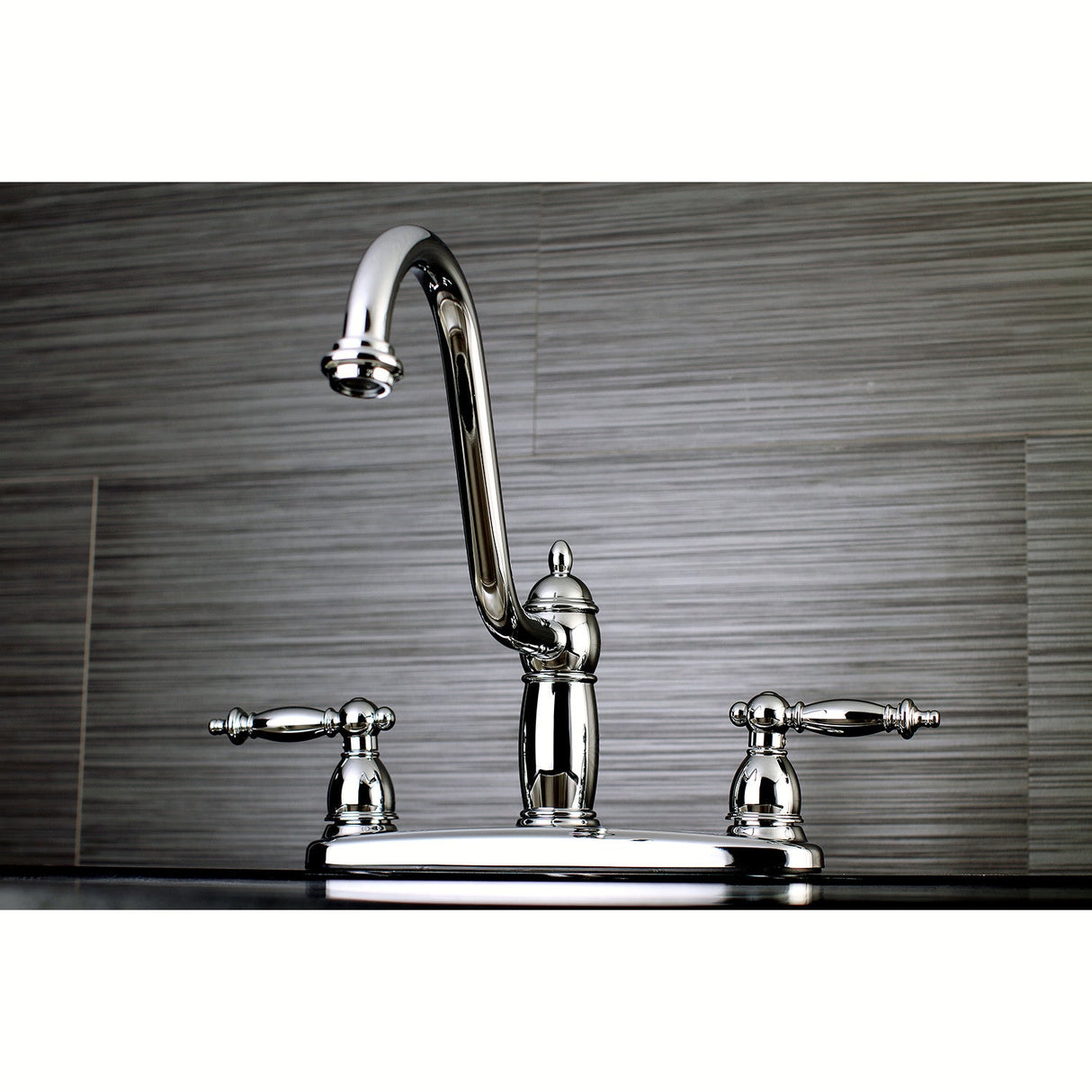 Templeton KB7111TLLS Two-Handle 2-Hole Deck Mount 8" Centerset Kitchen Faucet, Polished Chrome