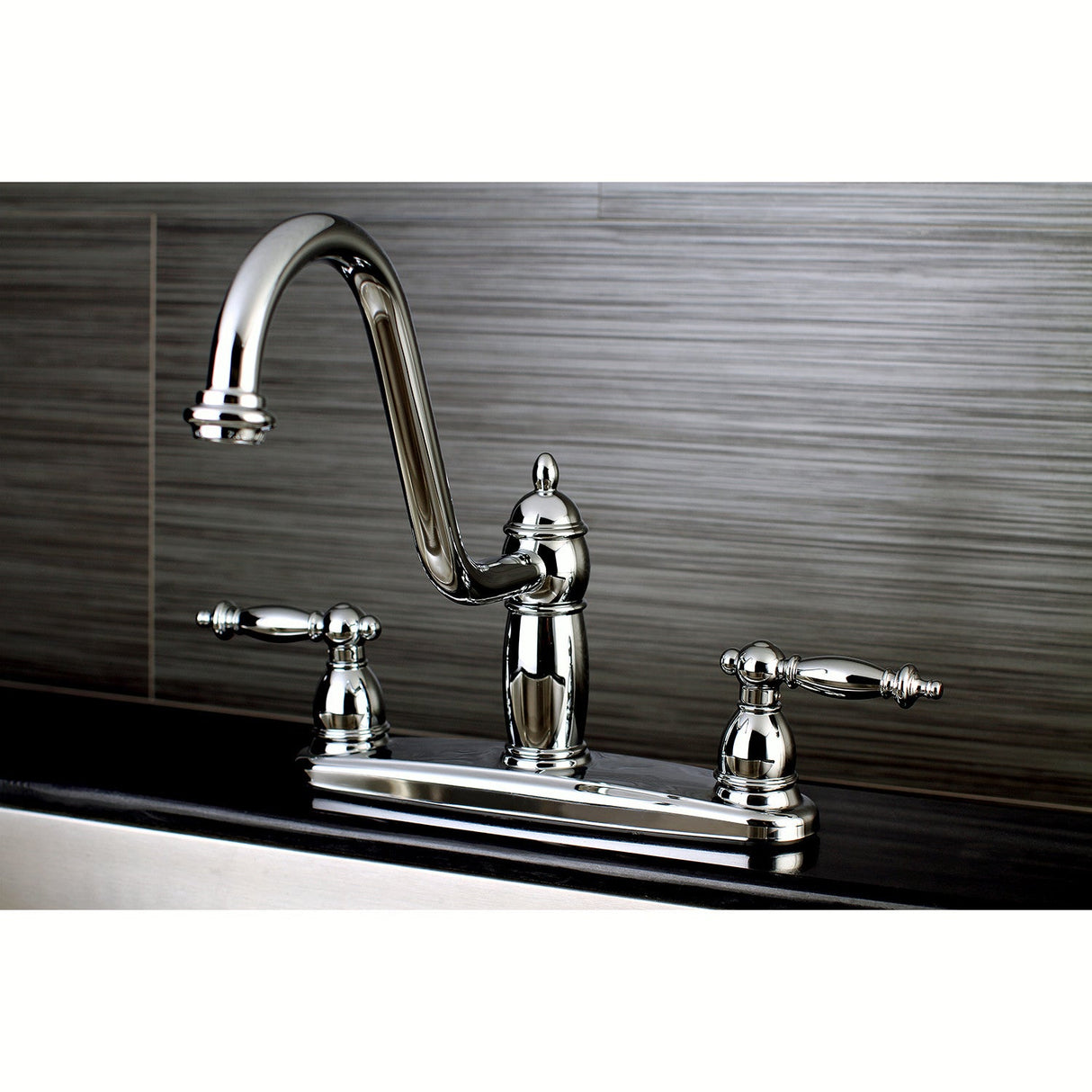 Templeton KB7111TLLS Two-Handle 2-Hole Deck Mount 8" Centerset Kitchen Faucet, Polished Chrome