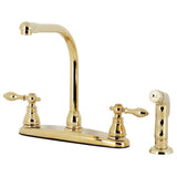 American Classic KB712ACLSP Two-Handle 4-Hole Deck Mount 8" Centerset Kitchen Faucet with Side Sprayer, Polished Brass