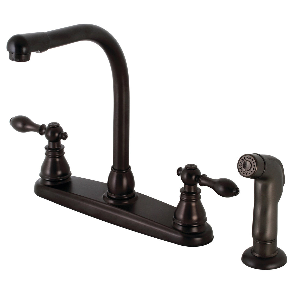 American Classic KB715ACLSP Two-Handle 4-Hole Deck Mount 8" Centerset Kitchen Faucet with Side Sprayer, Oil Rubbed Bronze
