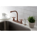 Victorian KB716AX Two-Handle 4-Hole Deck Mount 8" Centerset Kitchen Faucet with Side Sprayer, Antique Copper