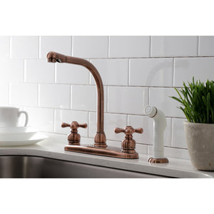 Victorian KB716AX Two-Handle 4-Hole Deck Mount 8" Centerset Kitchen Faucet with Side Sprayer, Antique Copper