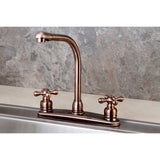 Victorian KB716AXLS Two-Handle 3-Hole Deck Mount 8" Centerset Kitchen Faucet, Antique Copper