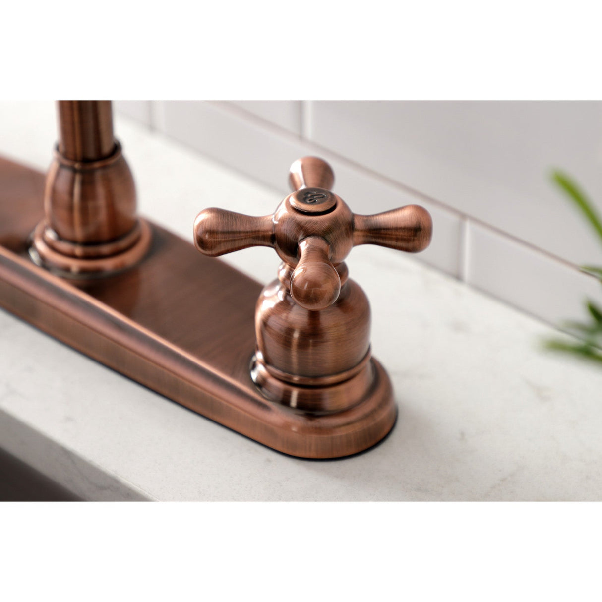 Victorian KB716AXLS Two-Handle 3-Hole Deck Mount 8" Centerset Kitchen Faucet, Antique Copper
