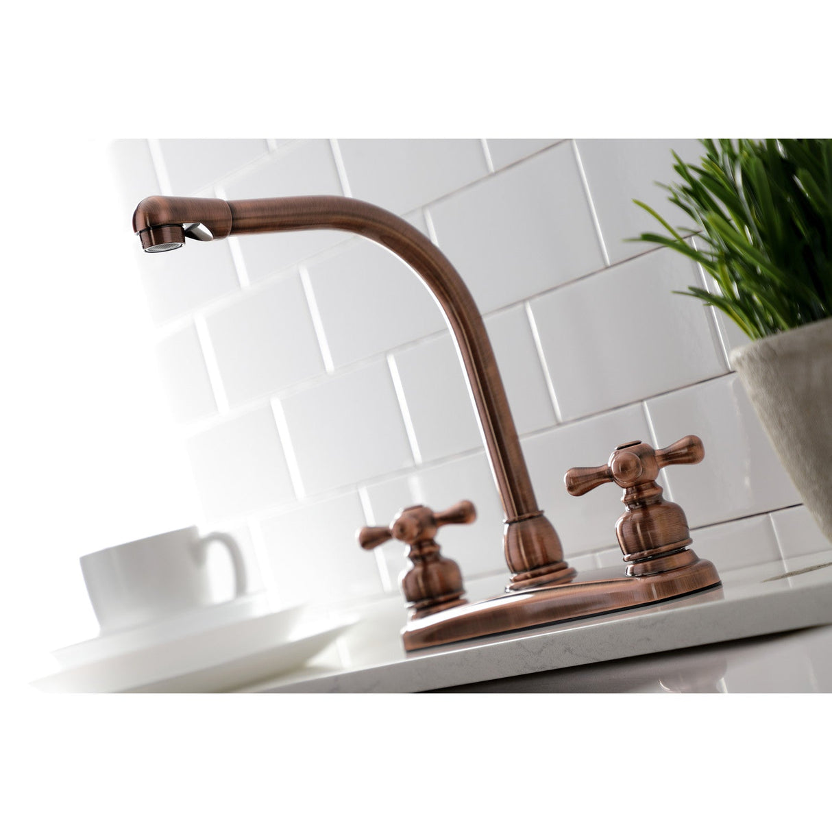 Victorian KB716AXLS Two-Handle 3-Hole Deck Mount 8" Centerset Kitchen Faucet, Antique Copper