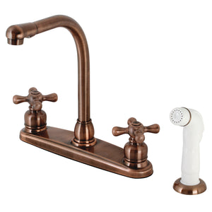 Victorian KB716AX Two-Handle 4-Hole Deck Mount 8" Centerset Kitchen Faucet with Side Sprayer, Antique Copper